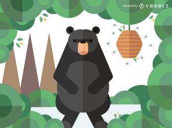 Ilustração geométrica de urso