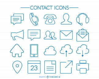 Blue stroke contact icons
