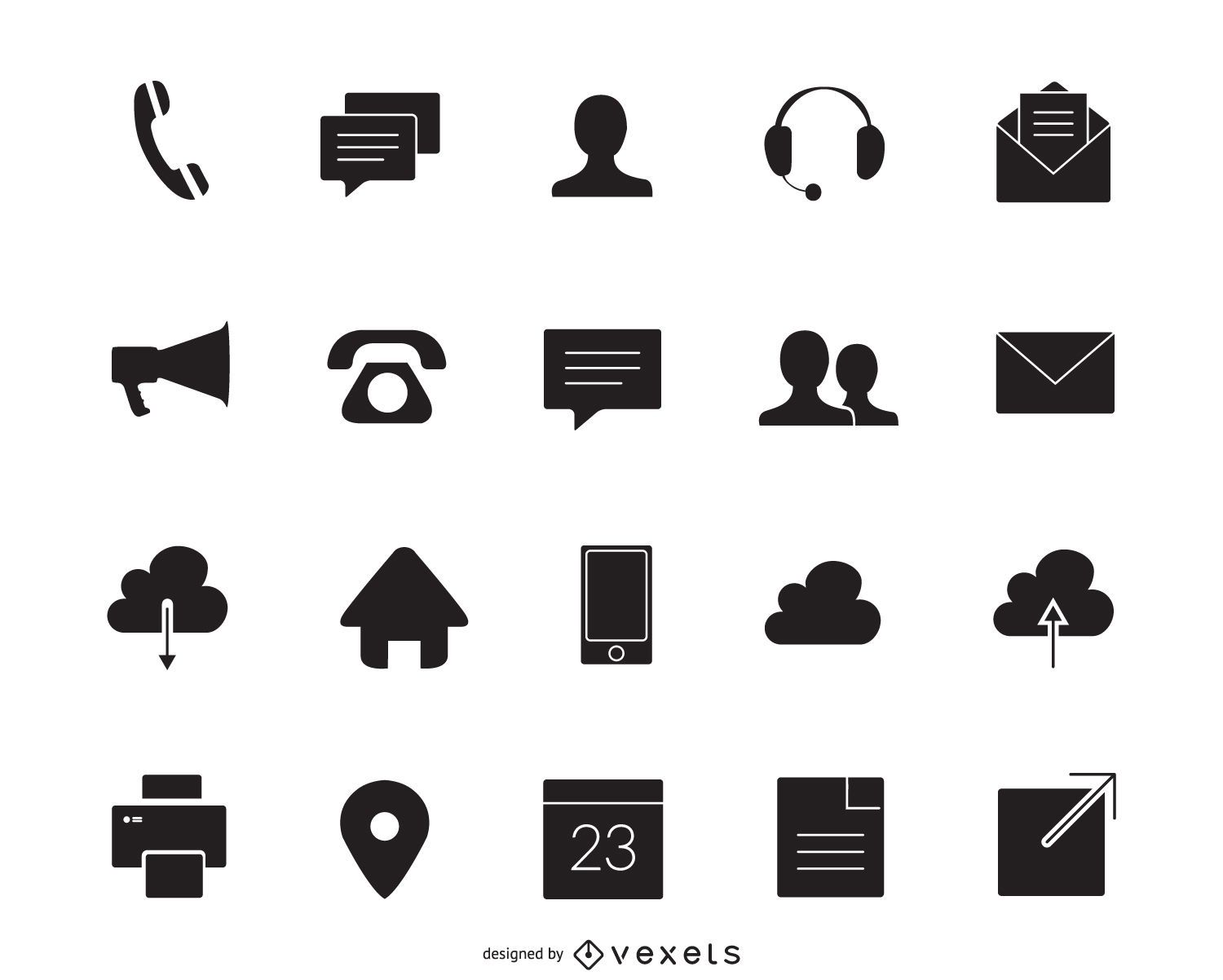 Contact icons silhouette set