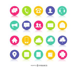 Iconos de contacto de botón colorido