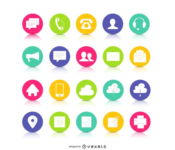 Colorful button contact icons Colorful button contact icons