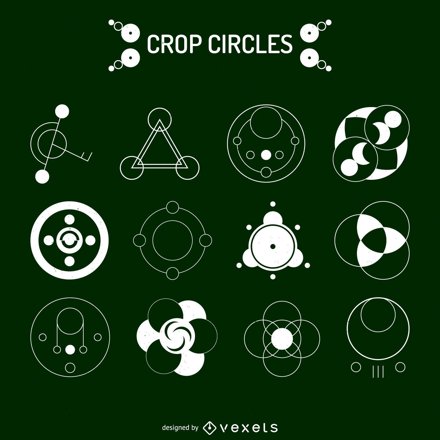 12 desenhos de círculos nas plantações