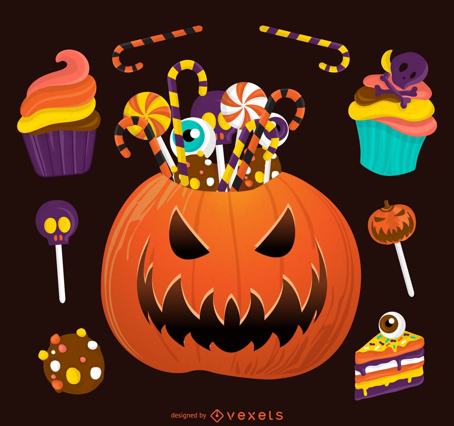 Ilustração de abóbora doce de Halloween