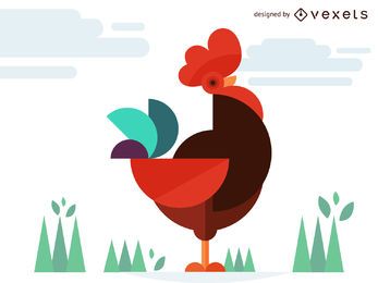 Geometric chicken rooster illustration Geometric chicken rooster illustration