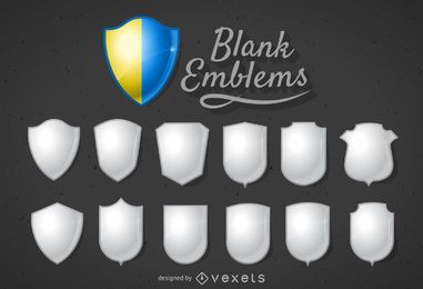 Modelo de emblema de escudo 3D em branco