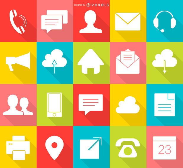 Contact icon colorful silhouette pack Contact icon colorful silhouette pack