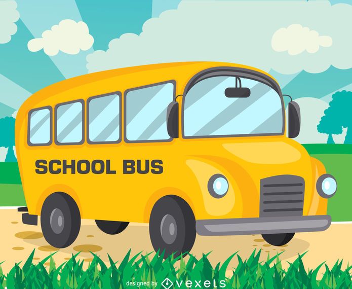 Flat School Bus Drawing Design - Vector Download