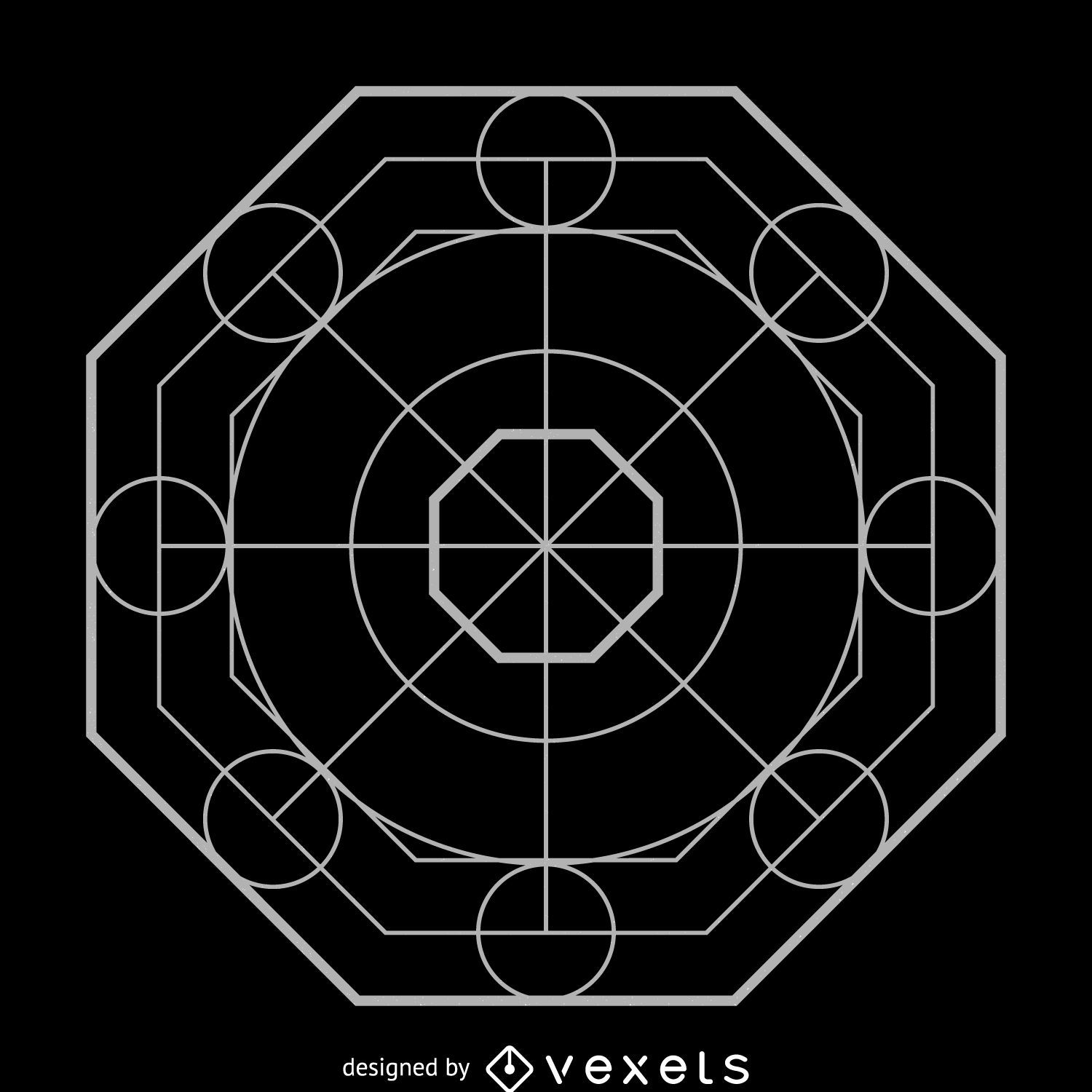 Projeto de geometria sagrada de octógono complexo