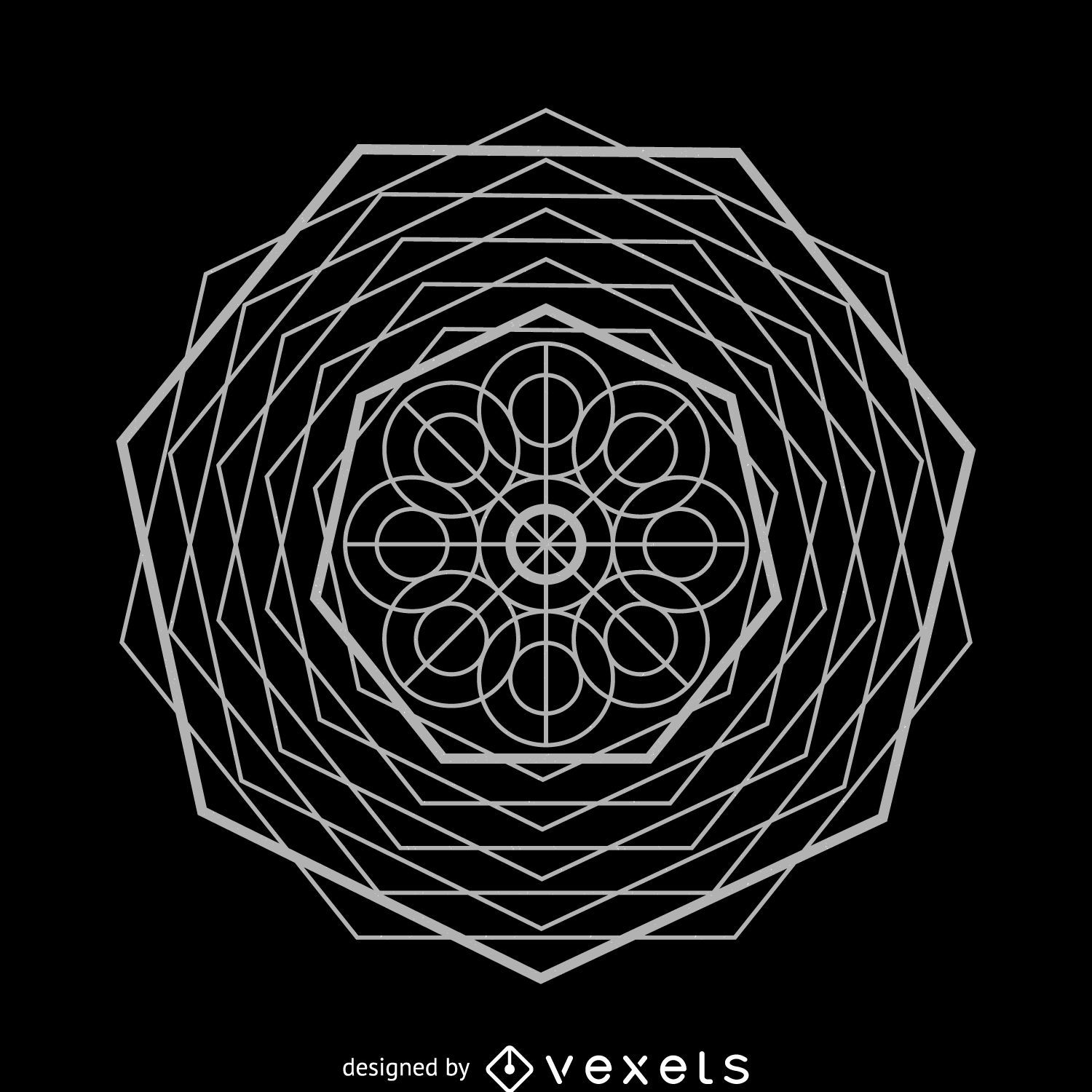 Complex abstract sacred geometry drawing