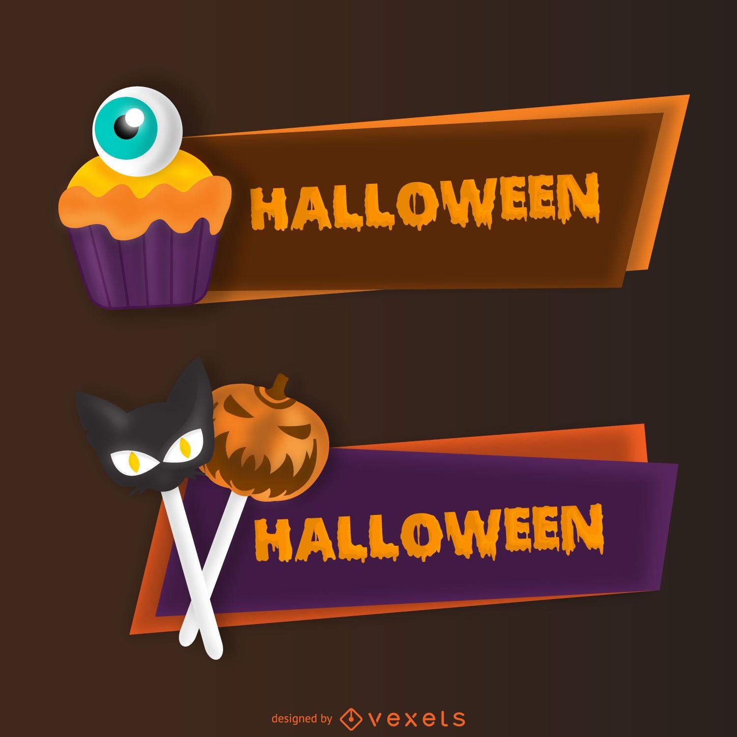 Conjunto de banner de dulces de halloween