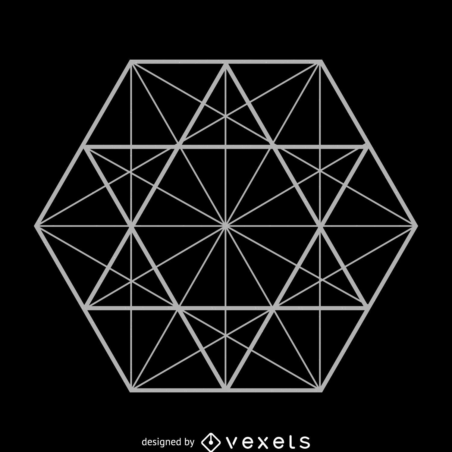 Ilustração de geometria sagrada de linhas hexagonais