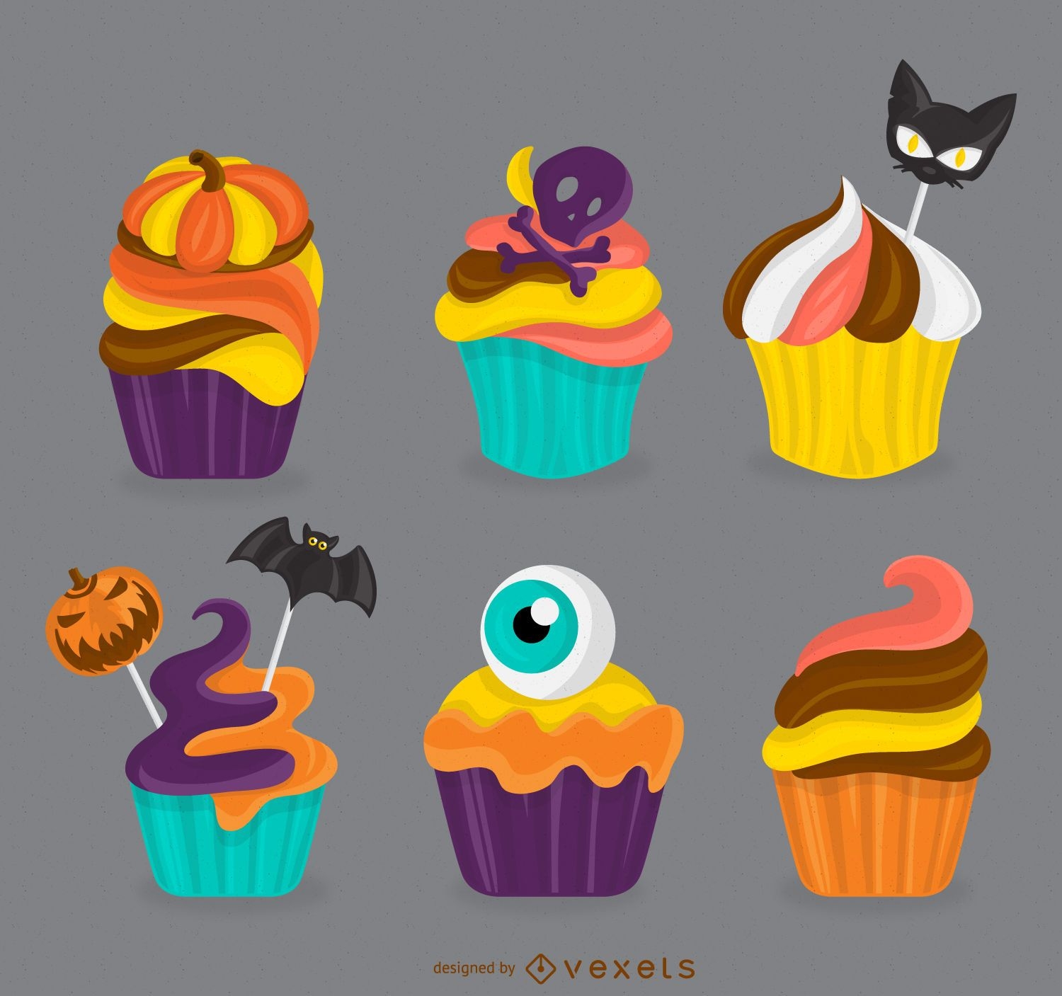 Ilustração de cupcakes de Halloween