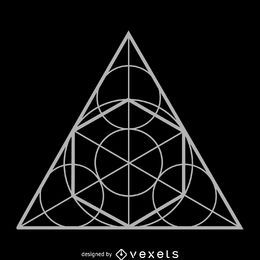 Desenho de geometria sagrada do triângulo do círculo