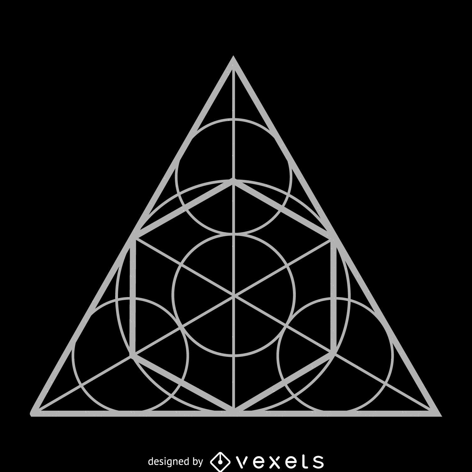 Desenho de geometria sagrada do triângulo do círculo