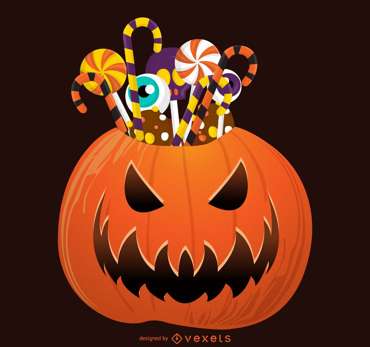 Calabaza de Halloween con caramelo