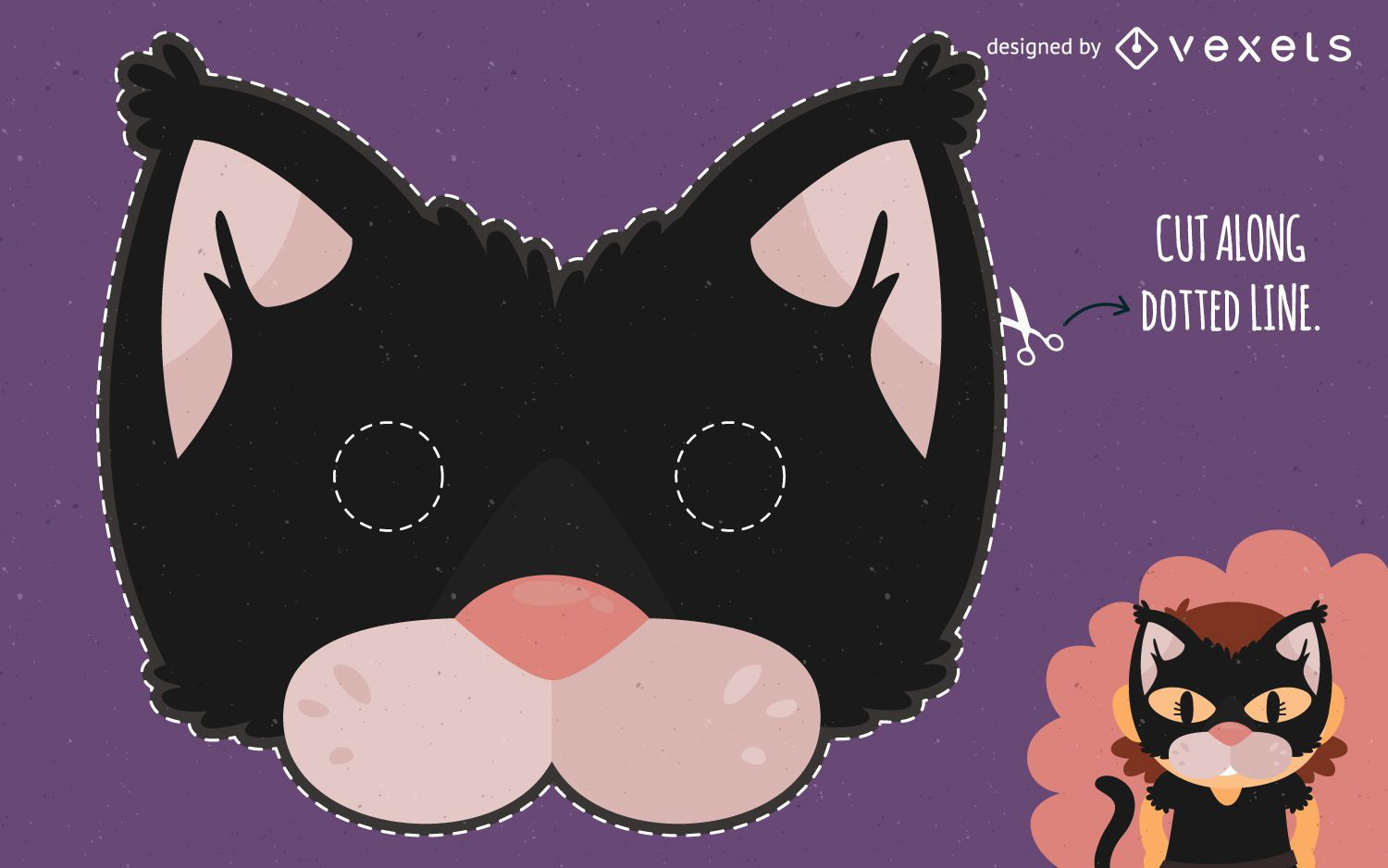 Máscara de criança gato halloween