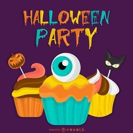 Halloween Party Poster with Pumpkins