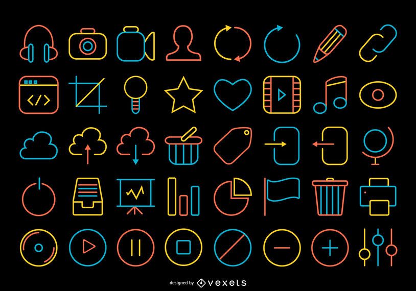 Collection of stroke contact icons Collection of stroke contact icons