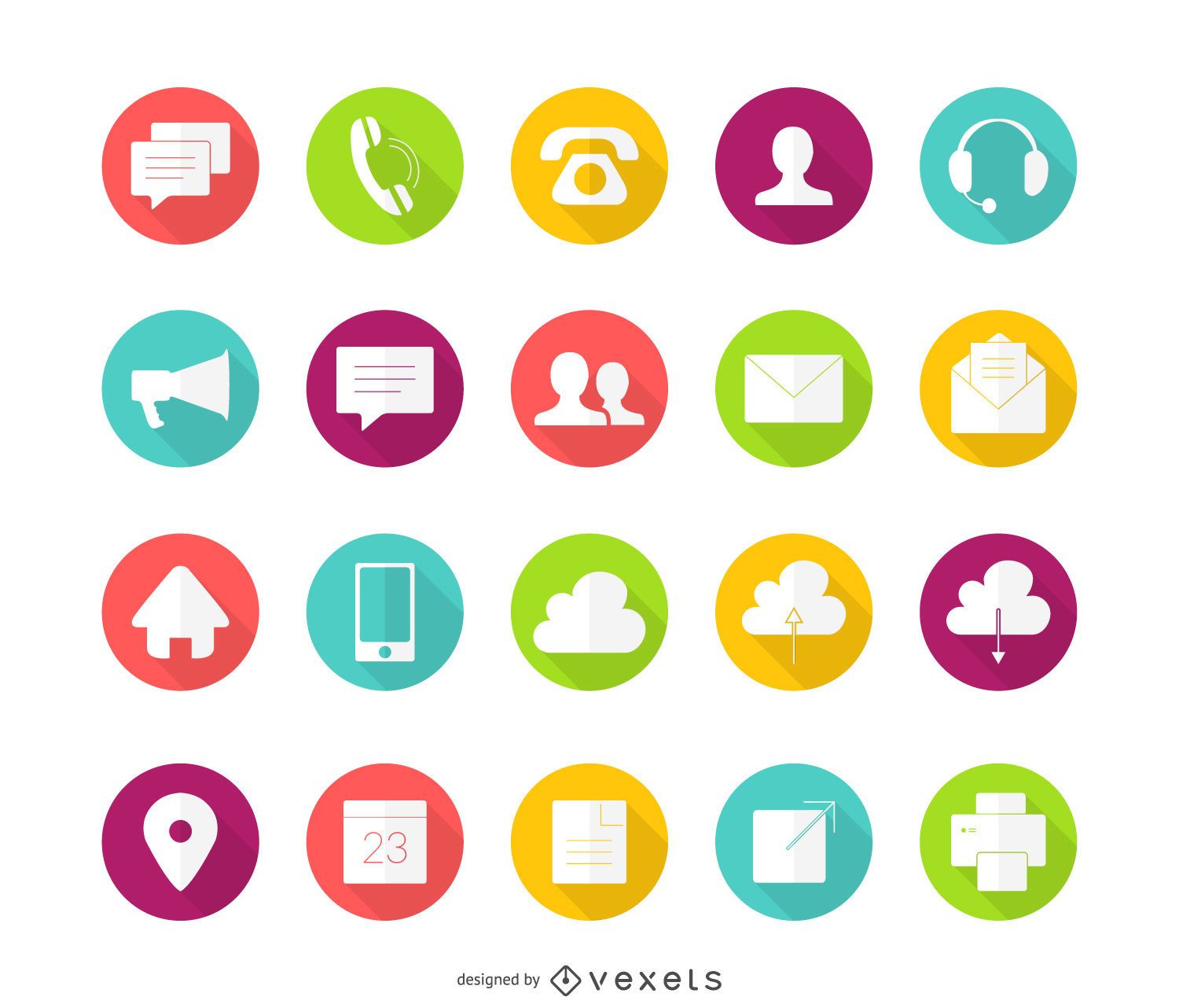 20 flat circle contact icons