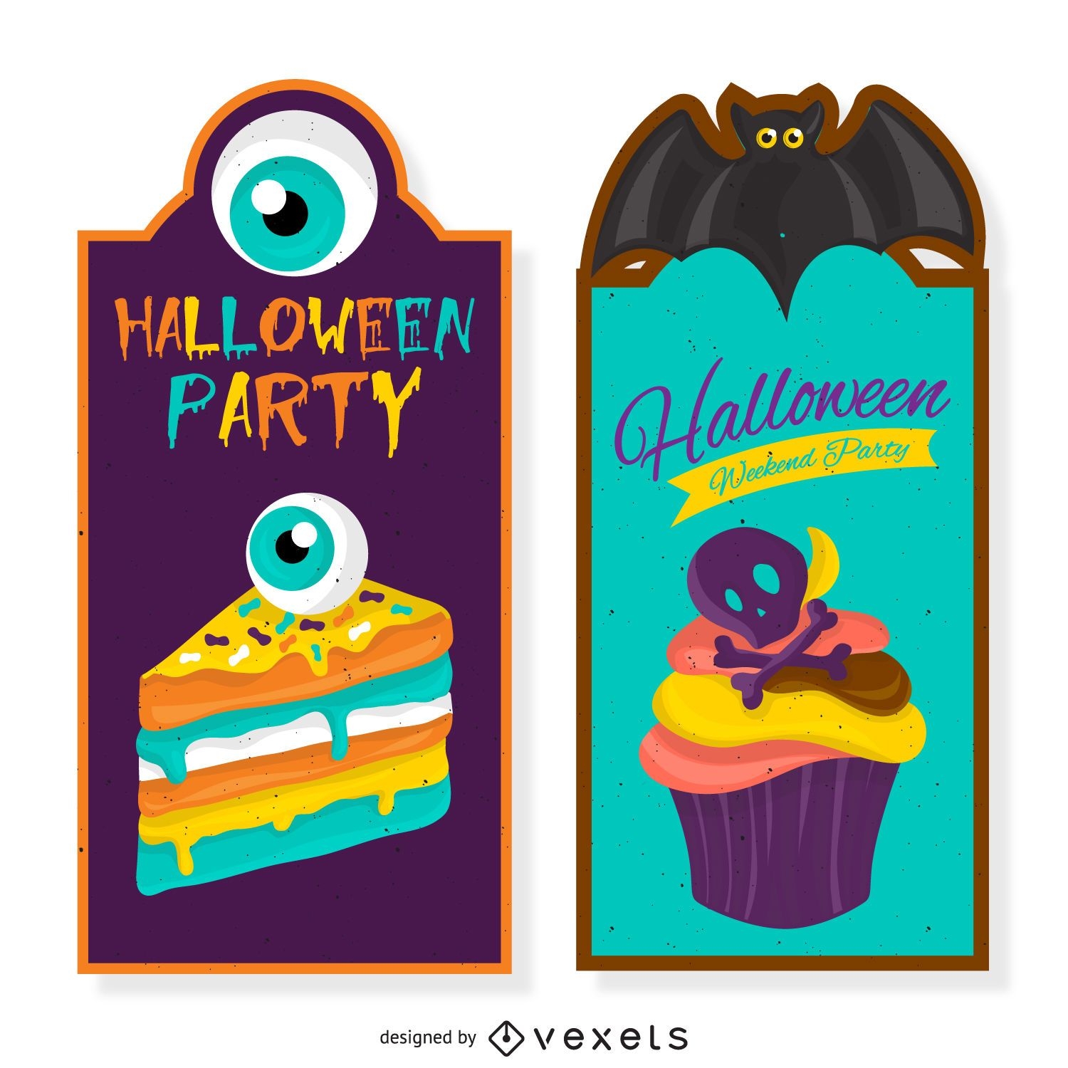 Halloween party invitation set