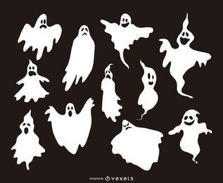 11 silhuetas de ilustrações fantasmas