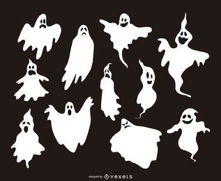 11 siluetas de ilustraciones de fantasmas