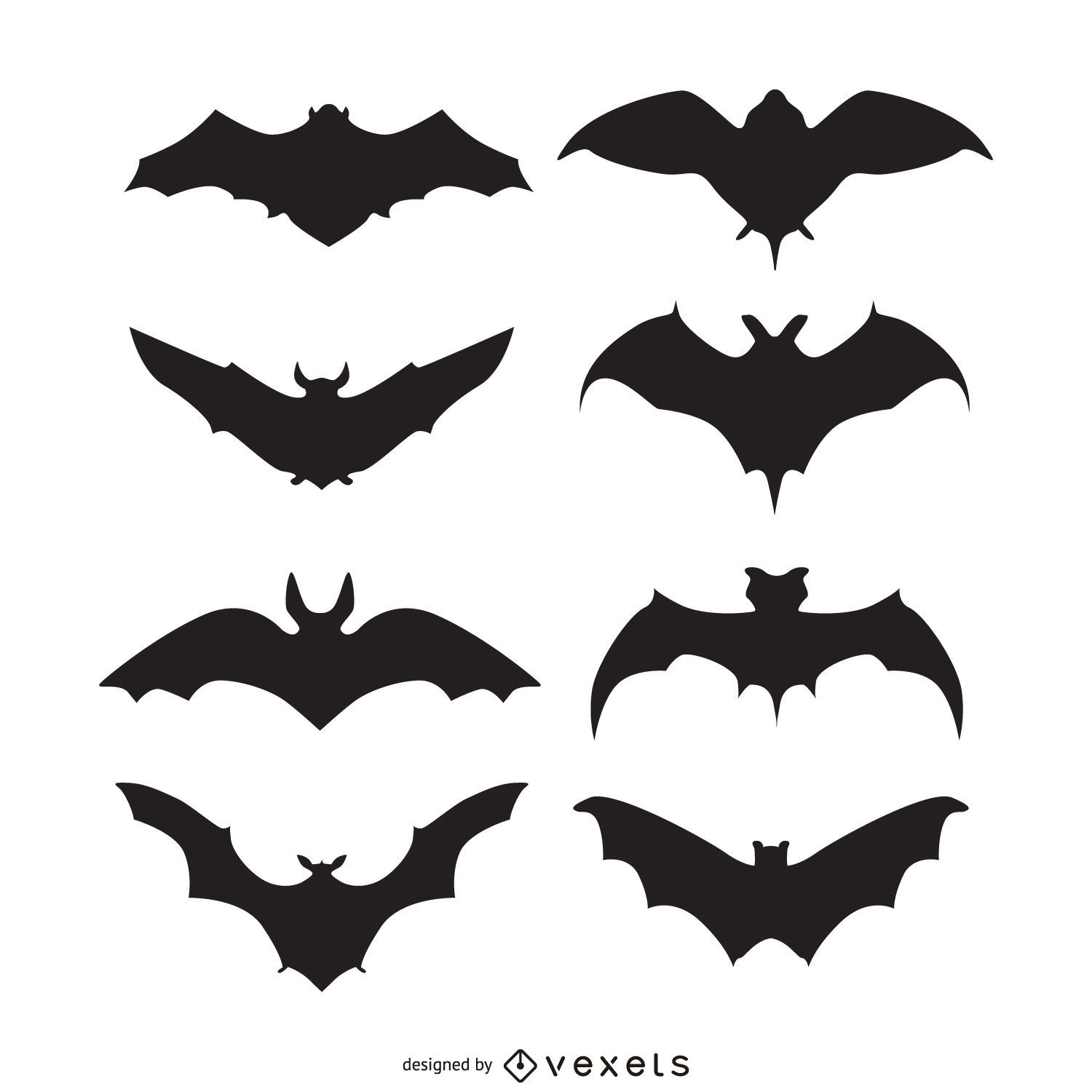 Conjunto de silhuetas de morcegos