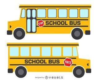 Ilustración de autobús escolar amarillo aislado