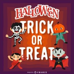 Design de Halloween com desenhos animados