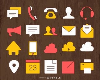 Illustrated business contact icon set