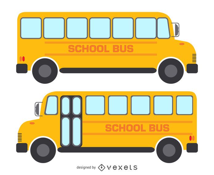 2 Isolated School Bus Drawings - Vector Download