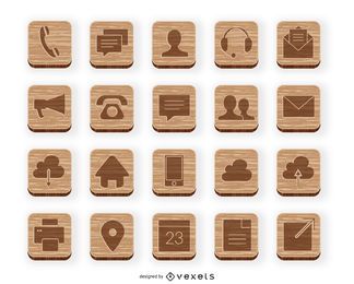 Wooden contact icon collection