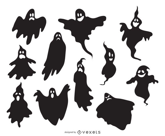 Download Creepy illustrated ghost silhouettes - Vector download