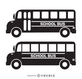 Silhuetas isoladas de ônibus escolar