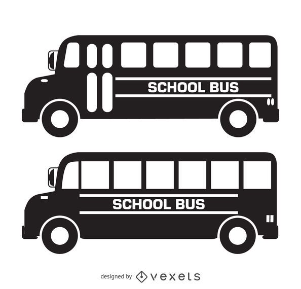 Isolated School Bus Silhouettes - Vector Download