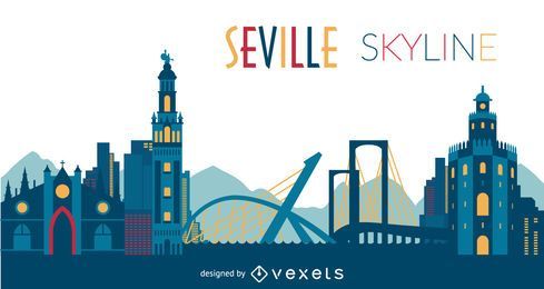 Seville skyline silhouette
