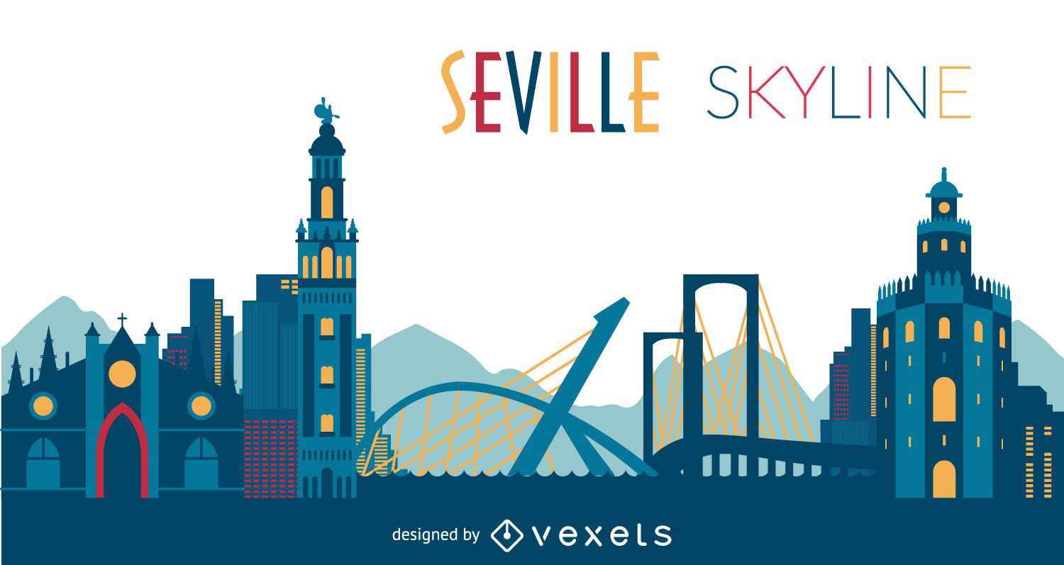 Seville skyline silhouette