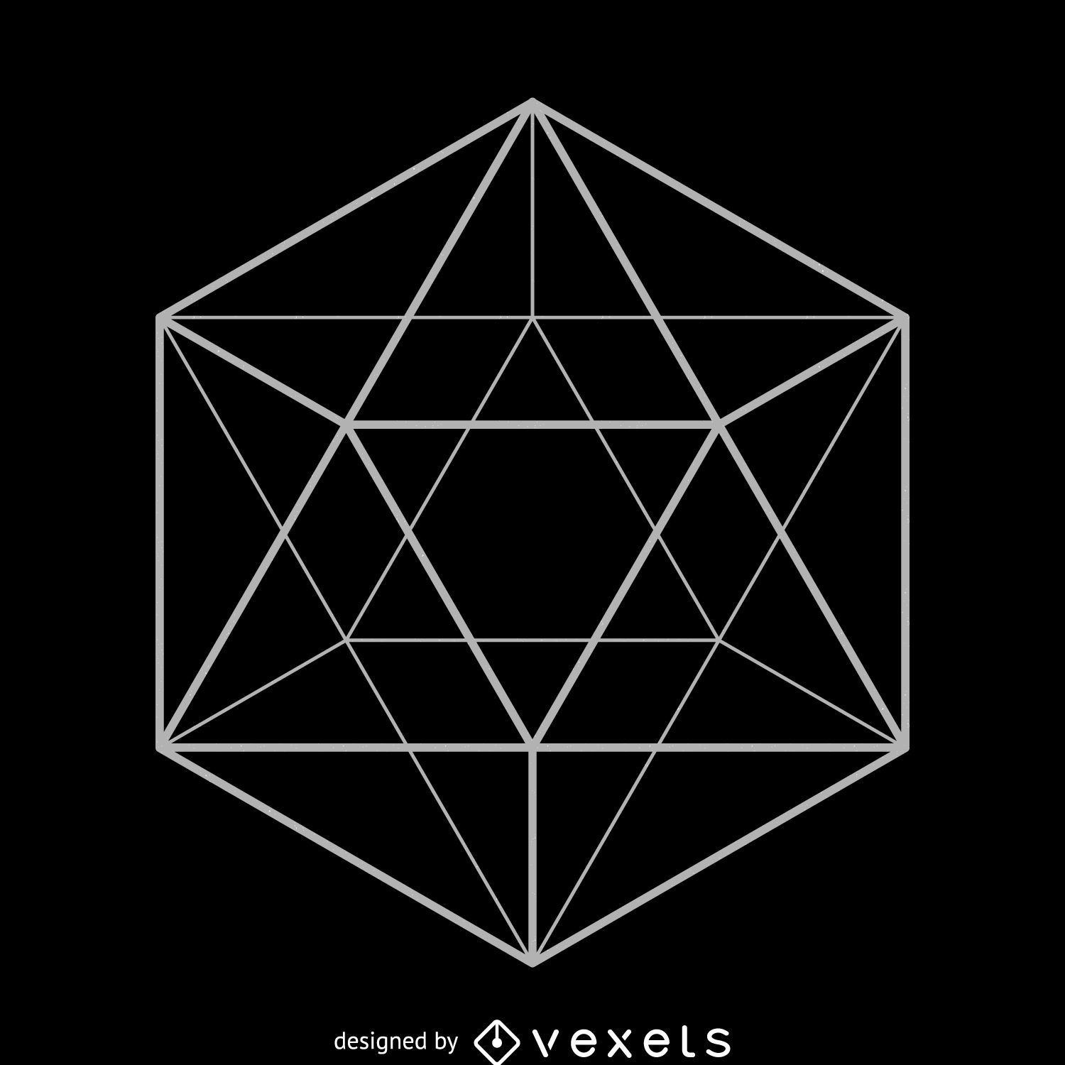 Desenho de geometria sagrada do icosaedro