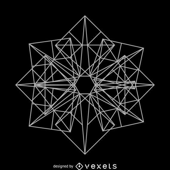 Complex Square Sacred Geometry Drawing - Vector Download