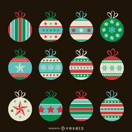 Conjunto plano de enfeites de natal