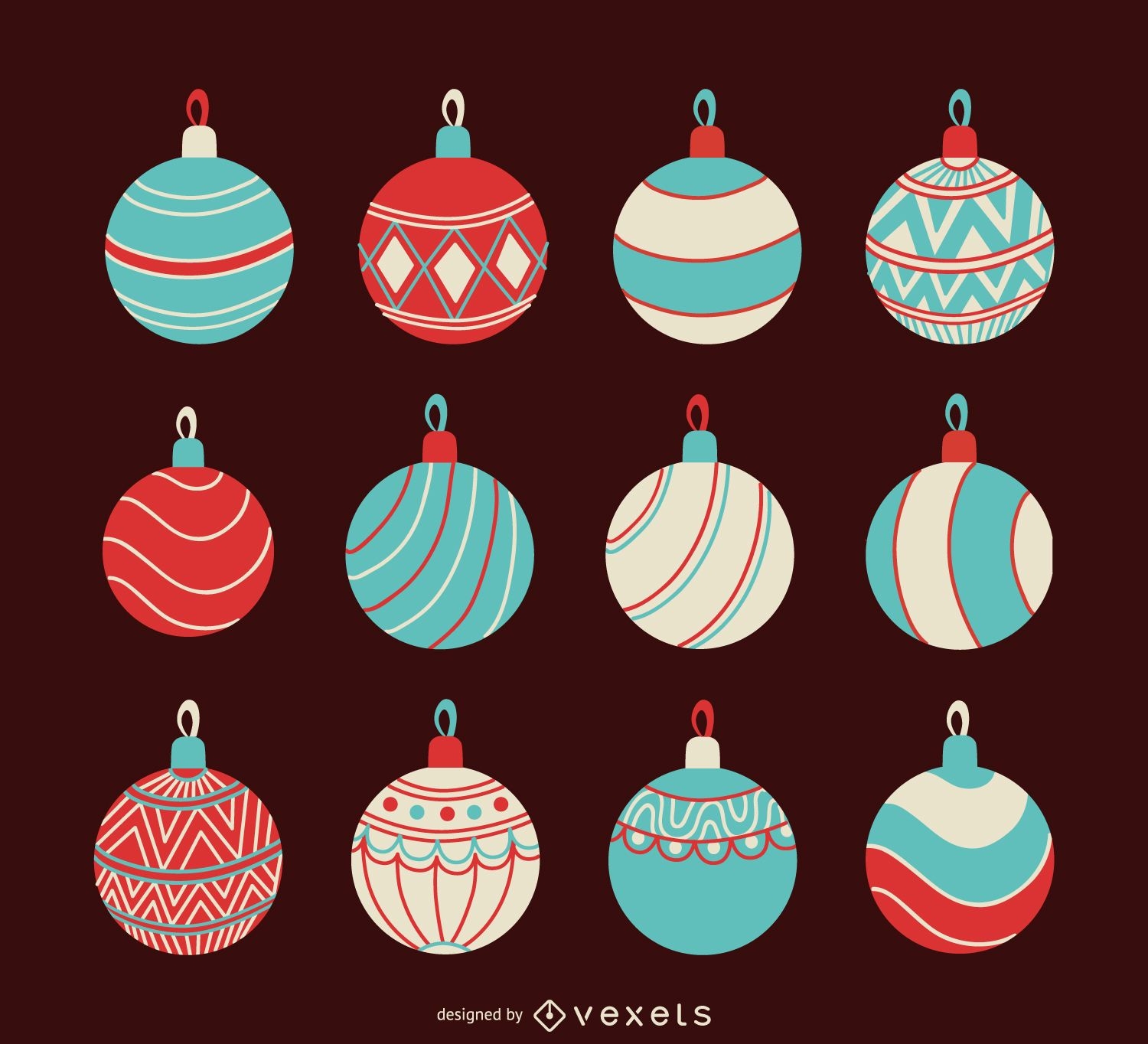 Christmas pastel tones ornament set