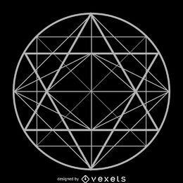 Desenho de geometria sagrada de triângulos circulares
