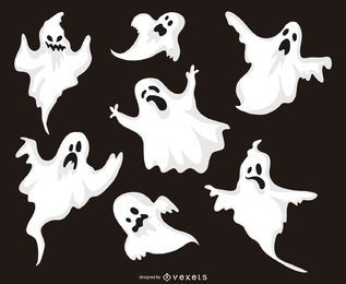 Conjunto de ilustrações de fantasmas de Halloween