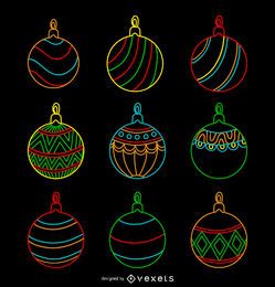 Conjunto de enfeites de néon de natal
