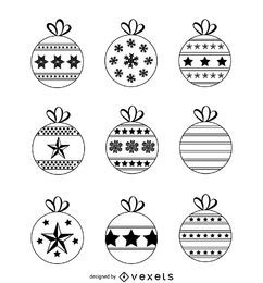 Conjunto de enfeites de natal desenhado