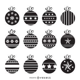 Conjunto de silueta de adornos navideños