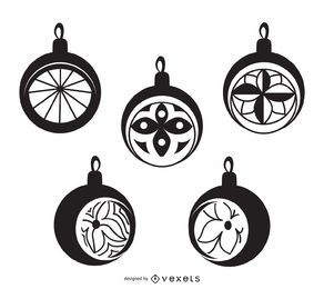 Conjunto de enfeites de bola de Natal P&B