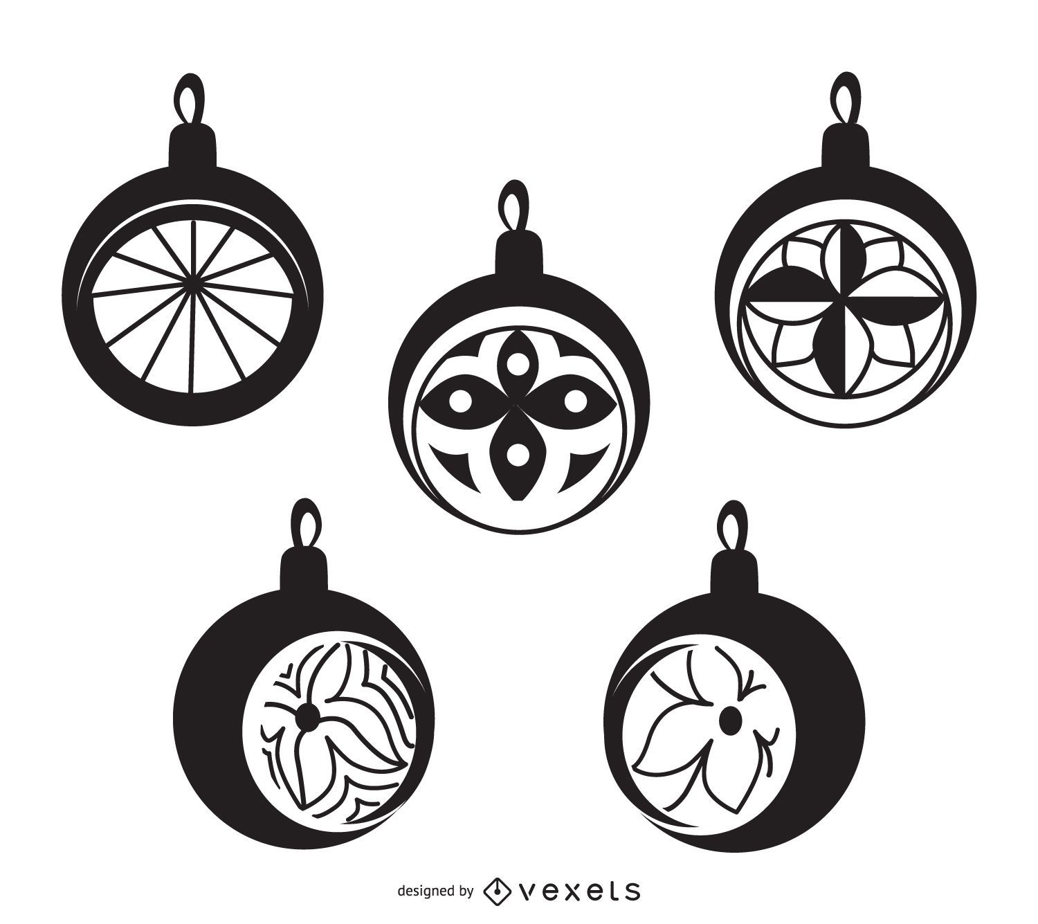 B&W Christmas ball ornaments set