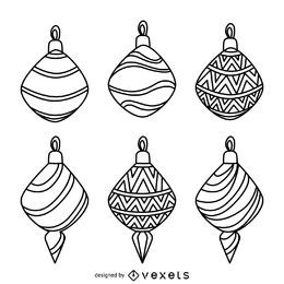 Colección de contornos de decoración navideña