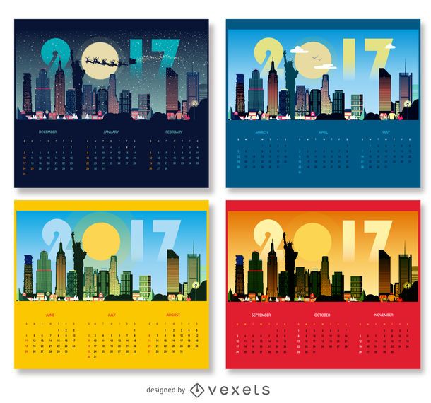 Diseño de calendario de Nueva York 2017 Diseño de calendario de Nueva York 2017